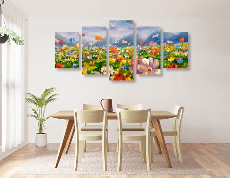 5 RÉSZES KÉP OLAJFESTMÉNY VAD VIRÁGOK - TERMÉSZET- ÉS TÁJKÉPEK - KÉPEK