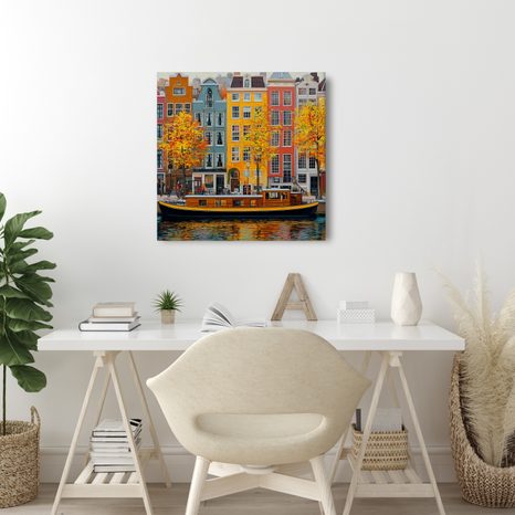 WANDBILD BUNTE HÄUSER UND BOOT - BUNTE HÄUSER - BILDER