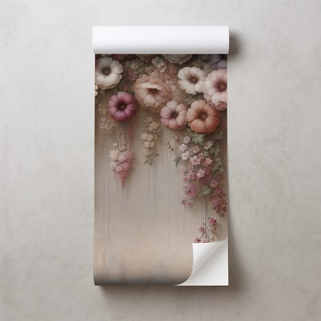 SAMOLEPÍCÍ TAPETA PASTELOVÉ VISÍCÍ KVĚTY - TAPETY KVĚTINY - TAPETY