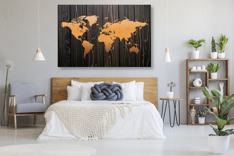 QUADRO IN SUGHERO – MAPPA ARANCIONE SU LEGNO - QUADRI SU SUGHERO - STAMPE E QUADRI