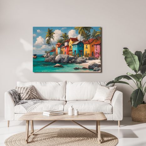 OBRAZ KOUZLO KARIBSKÉ VESNICE - BAREVNÉ DOMY - OBRAZY