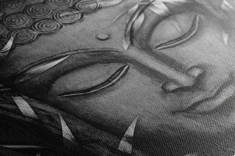 OBRAZ USMÍVAJÍCÍ SE BUDDHA V ČERNOBÍLÉM PROVEDENÍ - ČERNOBÍLÉ OBRAZY - OBRAZY