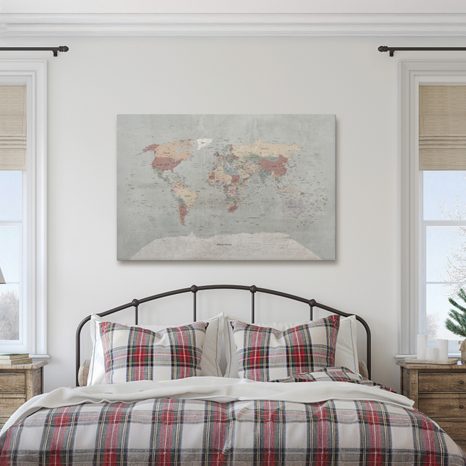 OBRAZ NA KORKU BÉŽOVO HNĚDÁ VINTAGE MAPA SVĚTA - PICTURES ON CORK - PICTURES