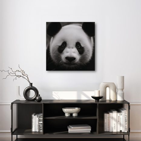 WANDBILD PANDA AUF SCHWARZEM HINTERGRUND - BILDER TIERE - BILDER