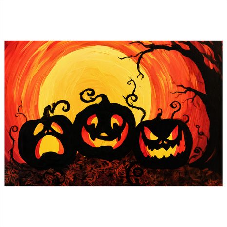 WANDBILD KÜRBIS IM SCHEIN DES VOLLMONDS - HALLOWEEN- UND HORROR-BILDER - BILDER