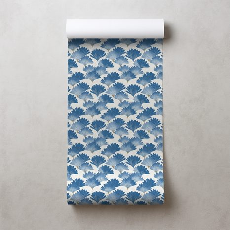 TAPETA MODRÉ AKVARELOVÉ LISTY - VZOROVANÉ TAPETY - TAPETY