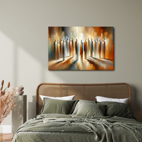 WANDBILD SILHOUETTEN IN ORANGETÖNEN - BILDER VON MENSCHEN - BILDER