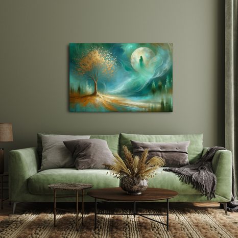 WANDBILD LEBENSBAUM IM MONDSCHEIN - BILDER BÄUME DES LEBENS - BILDER