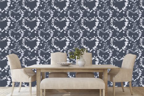 TAPETA LIDOVÉ SRDCE V MODRÉM PROVEDENÍ - VINTAGE A RETRO TAPETY - TAPETY