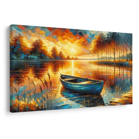 QUADRO SU TELA – CALMA SERALE SUL LAGO - QUADRI LAGHI - STAMPE E QUADRI