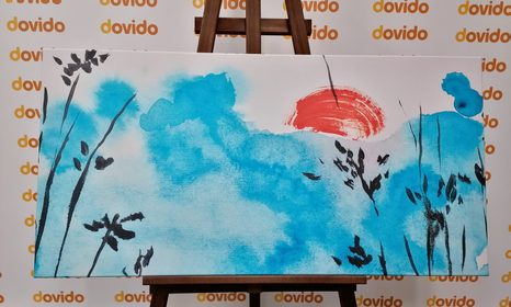 OBRAZ JAPONSKÁ MODRÁ OBLOHA A ČERVENÉ SLUNCE - OBRAZY PŘÍRODY A KRAJINY - OBRAZY