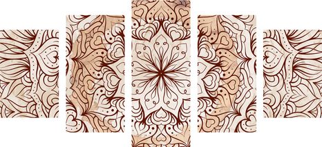TABLOU 5-PIESE MANDALA ETNICĂ ABSTRACTĂ - TABLOURI FENG SHUI - TABLOURI
