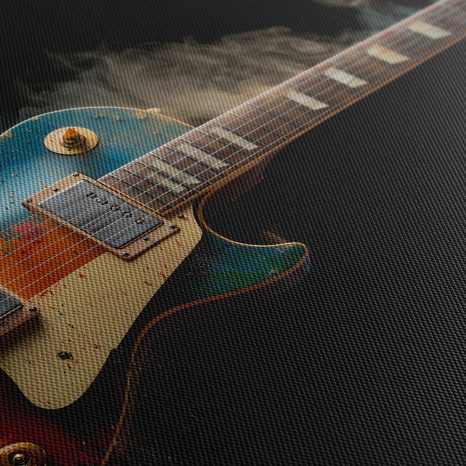 WANDBILD GITARRE IM BUNTEN RAUCH - MUSIKBILDER - BILDER