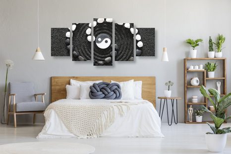 5 RÉSZES KÉP FARMONIKUS JIN ÉS JANG - FEKETE-FEHÉR KÉPEK - KÉPEK
