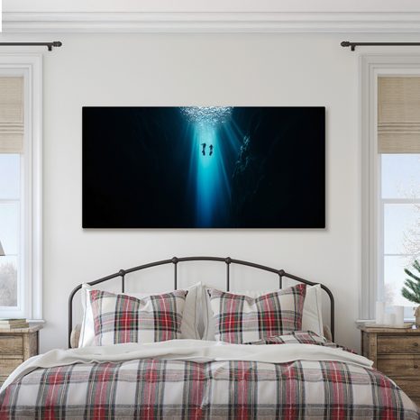 QUADRO SU TELA – IMMERSIONE NELL'ABISSO BLU - QUADRI MARE E SPIAGGIA - STAMPE E QUADRI