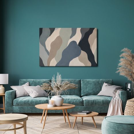 TABLEAU SUR TOILE – FORMES ORGANIQUES AUX COULEURS SOURDES - IMAGES FORMES ABSTRAITES - TABLEAUX