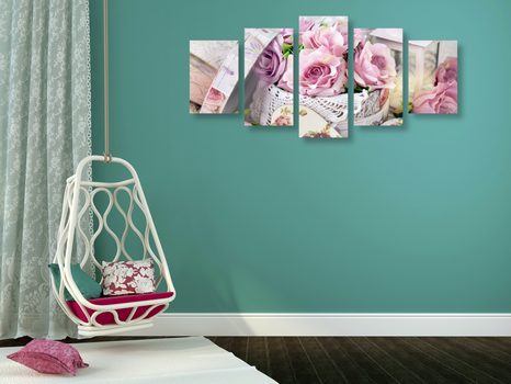 5-DÍLNÝ OBRAZ ROMANTICKÝ VINTAGE STYL - VINTAGE A RETRO OBRAZY - OBRAZY