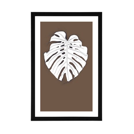 POSTER – FOGLIA SU SFONDO MARRONE - MOTIVI DALLA NOSTRA OFFICINA - POSTER