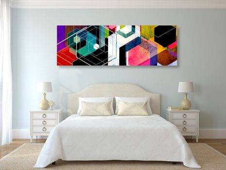 QUADRO SU TELA – ORNAMENTO GEOMETRICO MULTICOLORE - QUADRI POP ART - STAMPE E QUADRI