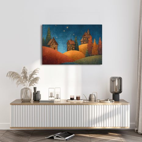 WANDBILD ZAUBERHAFTES WEIHNACHTSDORF - BUNTE HÄUSER - BILDER