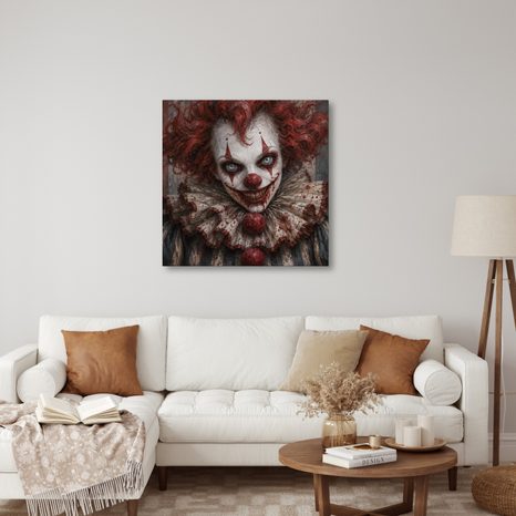 QUADRO SU TELA – CLOWN HORROR DAL SORRISO AGGHIACCIANTE - QUADRI HALLOWEEN E HORROR - STAMPE E QUADRI