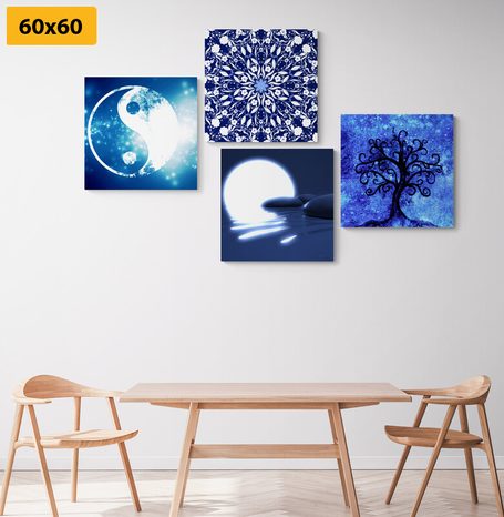 SET OBRAZOV FENG SHUI V MODROM PREVEDENÍ - ZOSTAVY OBRAZOV - OBRAZY