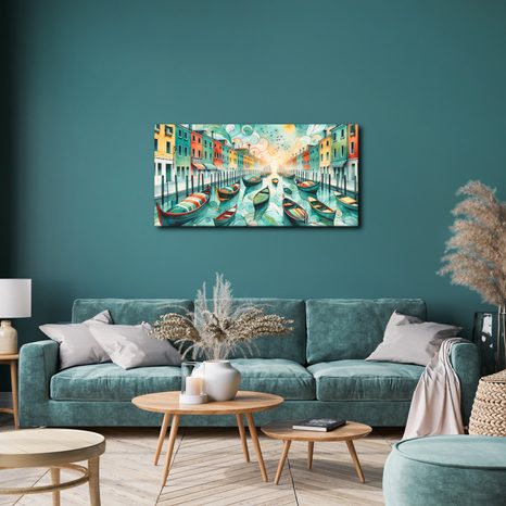 WANDBILD VENEZIANISCHER KANAL VOLLER LEBEN UND FARBE - BILDER VON STÄDTEN - BILDER