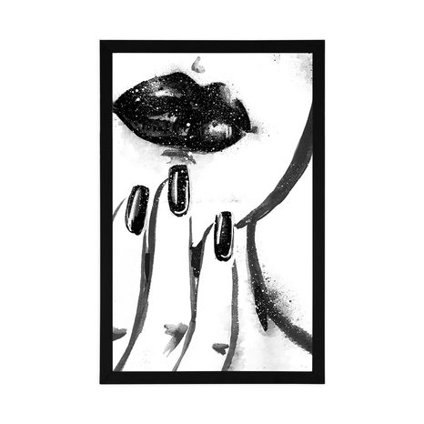 POSTER AQUARELL-PORTRÄT EINER FRAU IN SCHWARZ-WEISS - SCHWARZ-WEISS - POSTER