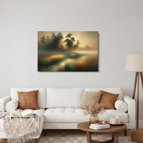 WANDBILD SCHILF IM NEBEL - WANDBILDER FELDER UND WIESEN - BILDER