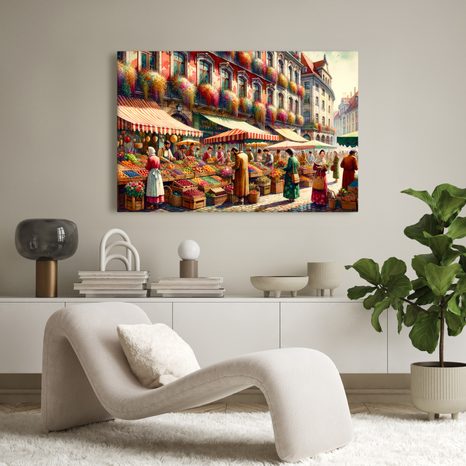 OBRAZ MĚSTSKÝ TRH S OVOCEM - OBRAZY MĚSTA - OBRAZY