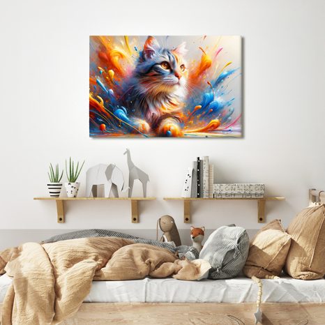 TABLOU PISICĂ ÎN EXPLOZIE DE CULORI - TABLOURI CU PISICI - TABLOURI