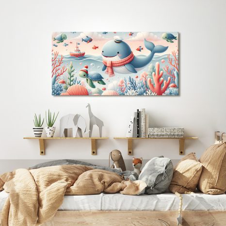 OBRAZ VELRYBA A ŽELVA V OCEÁNU - CHILDREN'S PICTURES OF ANIMALS - PICTURES
