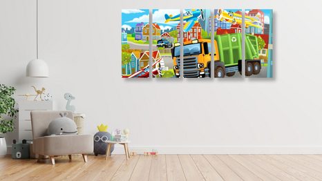5-DÍLNÝ OBRAZ VLÁČEK VE MĚSTĚ - DĚTSKÉ OBRAZY - OBRAZY