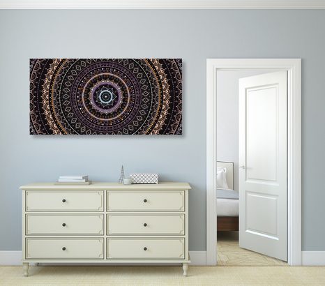 SLIKA MANDALA Z VZORCEM SONCA V VIJOLIČNIH ODTENKIH - SLIKE FENG SHUI - SLIKE