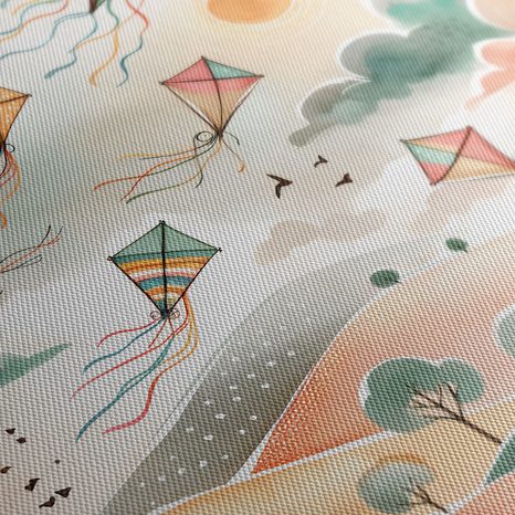 OBRAZ HŘEJIVÉ ODPOLEDNE S LÉTAJÍCÍMI DRAKY - DĚTSKÉ OBRAZY - OBRAZY