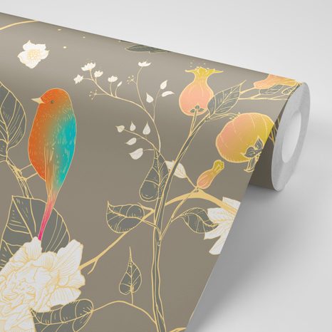 TAPETA NÁDHERNÉ PTÁČCI NA VĚTVÍCH - VINTAGE A RETRO TAPETY - TAPETY