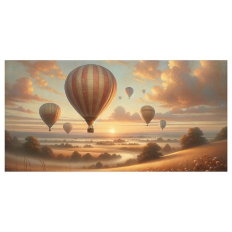 OBRAZ ZÁPAD SLUNCE S BALONY - OBRAZY POLE A LOUKY - OBRAZY