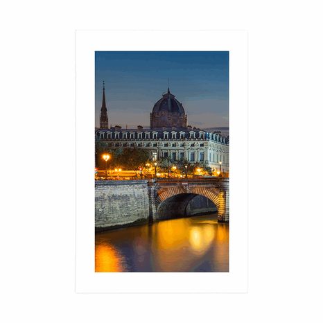 PLAKÁT S PASPARTOU OSLŇUJÍCÍ PANORAMA PAŘÍŽE - MĚSTA - PLAKÁTY