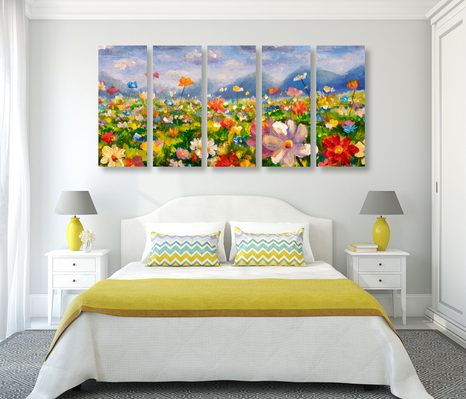 5-RÉSZES KÉP OLAJFESTMÉNY VAD VIRÁGOK - TERMÉSZET- ÉS TÁJKÉPEK - KÉPEK