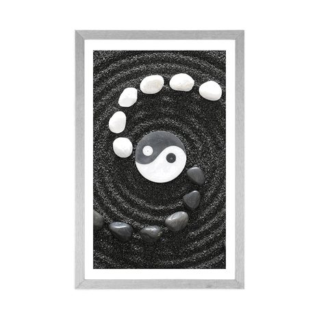 AFFICHE AVEC PASSE-PARTOUT – COMPOSITION HARMONIEUSE YIN ET YANG - NOIR ET BLANC - AFFICHES