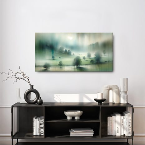 WANDBILD NEBEL ÜBER DER WIESE - WANDBILDER FELDER UND WIESEN - BILDER