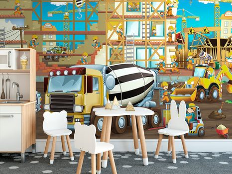 SAMOLEPÍCÍ TAPETA STROJE NA STAVENIŠTI - SAMOLEPÍCÍ TAPETY - TAPETY