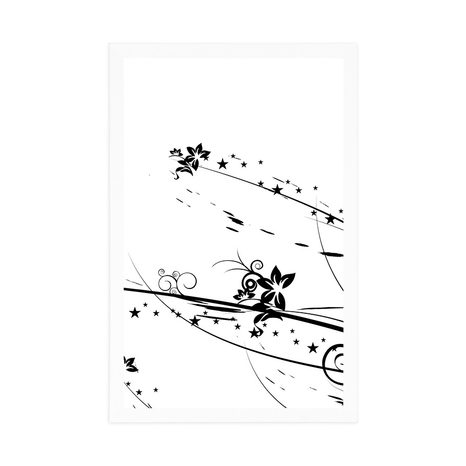 PLAKÁT S MOTIVEM KVĚTIN - ČERNOBÍLÉ - PLAKÁTY