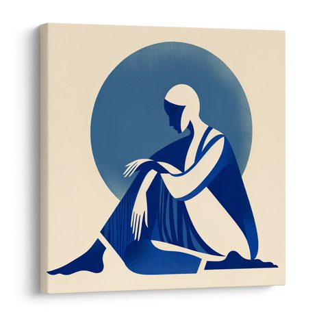 WANDBILD MEDITATION IN BLAUTÖNEN - WANDBILDER FRAUEN - BILDER