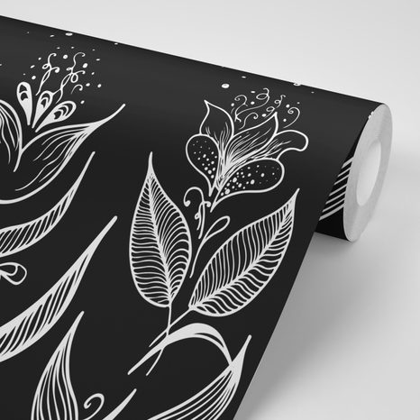 SELF ADHESIVE WALLPAPER BLACK AND WHITE FOLKLORE ORNAMENTS - SELF-ADHESIVE WALLPAPERS - WALLPAPERS