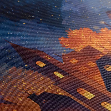 OBRAZ KOUZLO VÁNOČNÍ VESNICE - BAREVNÉ DOMY - OBRAZY