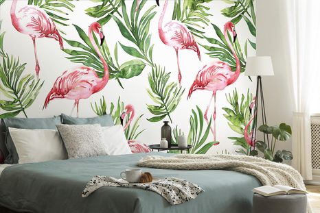 SELBSTKLEBENDE TAPETE FLAMINGOS IN DEN TROPEN - SELBSTKLEBENDE TAPETEN - TAPETEN