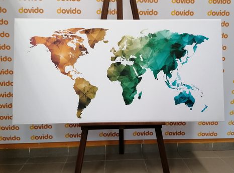 WANDBILD BUNTE POLYGONALE WELTKARTE - WELTKARTEN ALS BILDER - BILDER