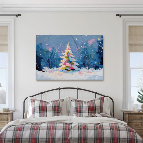 OBRAZ VÁNOČNÍ STROM V ZIMNÍ KRAJINĚ - VÁNOČNÍ A ZIMNÍ OBRAZY - OBRAZY