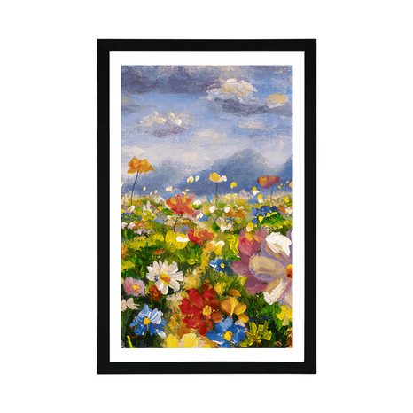 POSTER WITH MOUNT OIL PAINTING WILD FLOWERS - FLOWERS - POSTERS